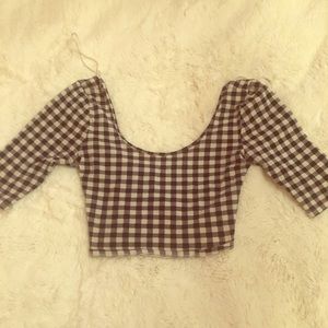 Gingham checkered stretch crop top